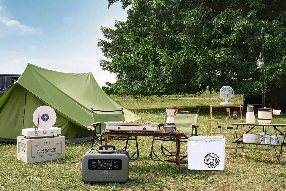 Portable cooling products at a campsite
