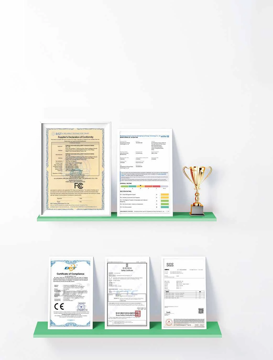 FCC, BSCI, CE, KC and SGS certificates